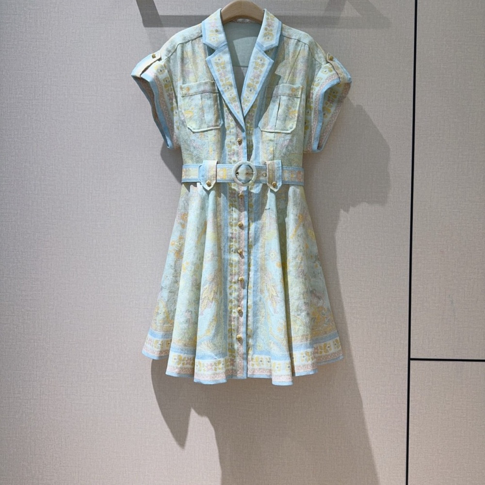 Zimmermann Blue Cuffed Sleeve Sundress